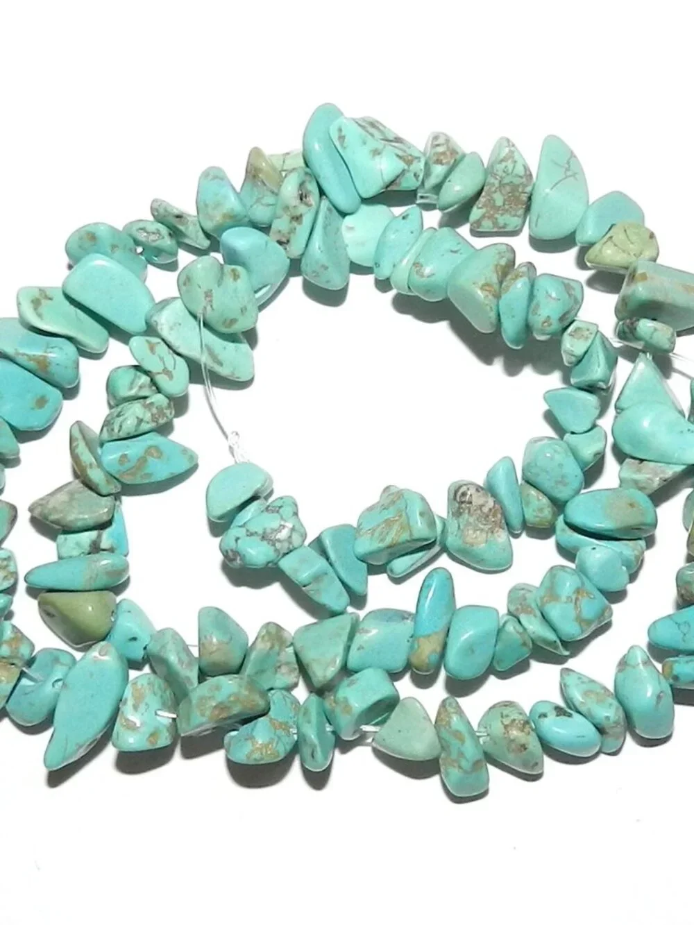 Blue-Green Turquoise Medium 5mm - 12mm Magnesite Gemstone Chip Beads 15